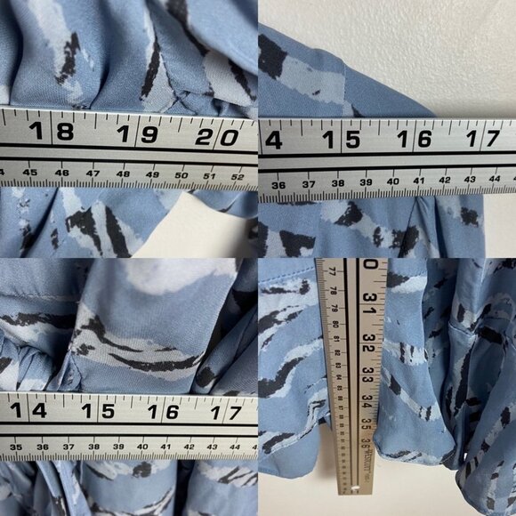 Parker Silk Long Sleeve Ruffle Mini Dress Size 18 Arctic Tiger Print Summer Boho - Picture 11 of 15